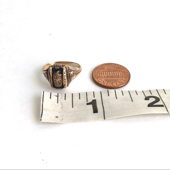 SOLD Vintage 10K Gold Class Ring 1966 Jostens Blue - Picture 8 of 8